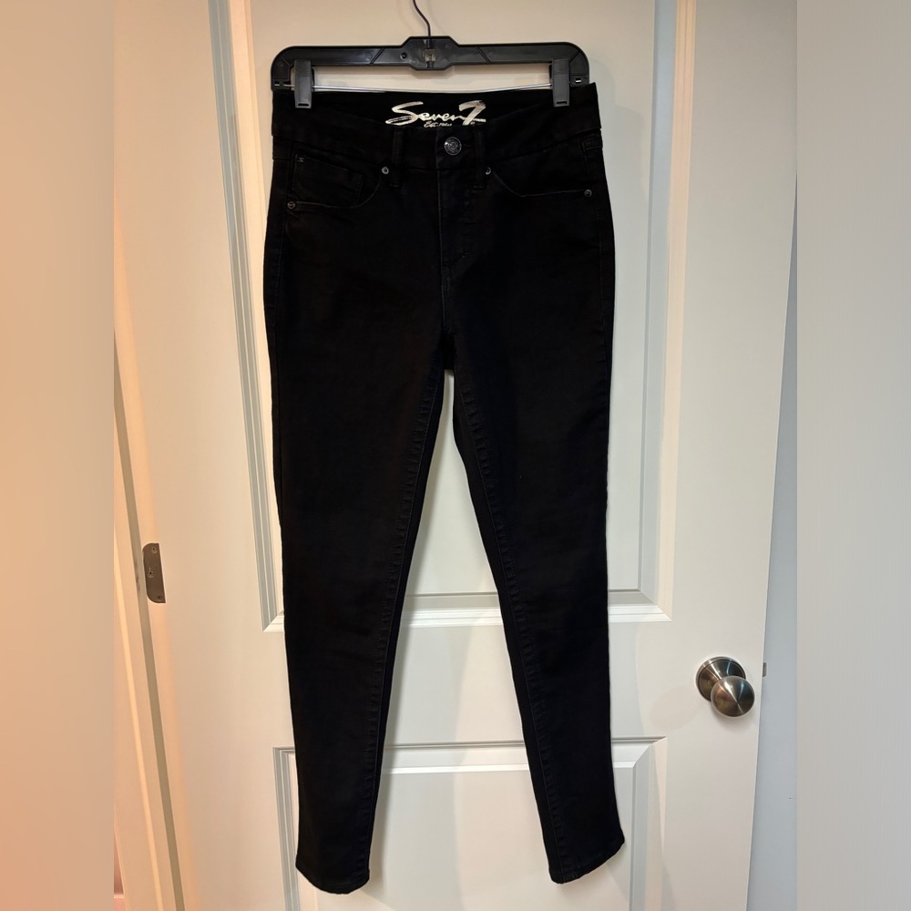 Seven7 Tummyless High Rise Skinny Jeans Color Black Wash Size 4